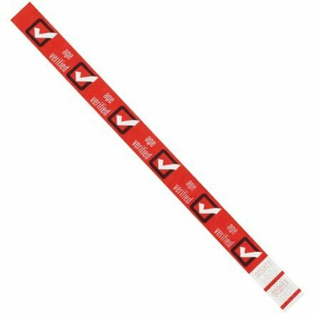 BSC PREFERRED 3/4 x 10'' Red ''Age Verified'' Tyvek Wristbands, 500PK S-15235R